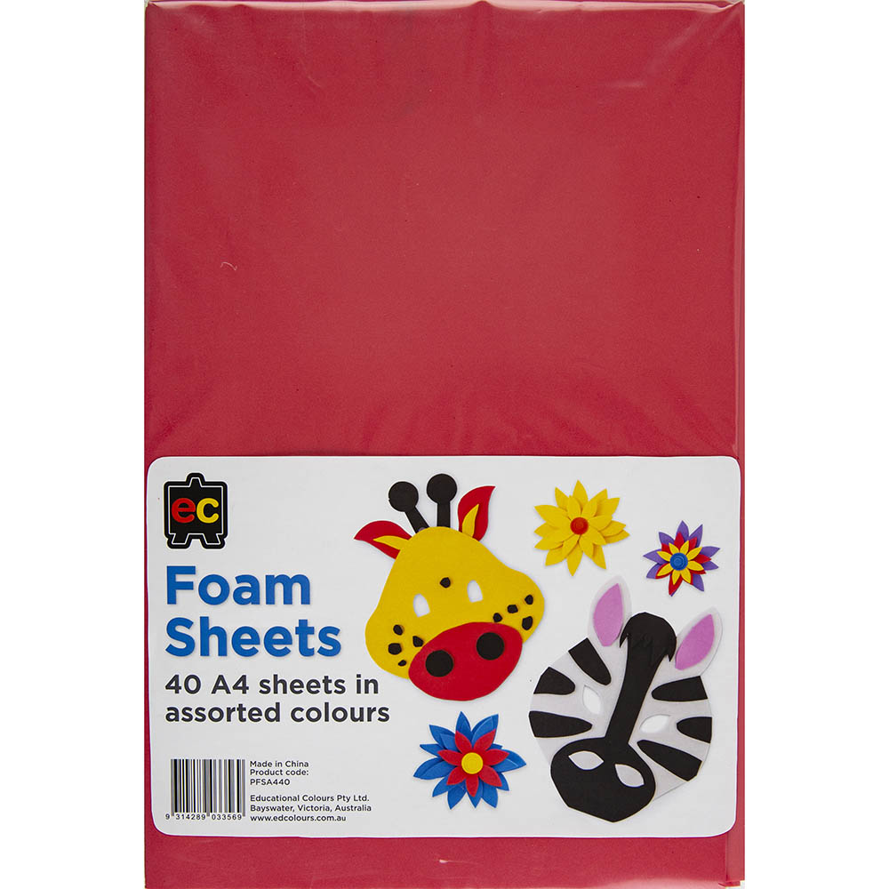 Image for EDUCATIONAL COLOURS FOAM SHEETS A4 PACK 40 from Mackay Business Machines (MBM) Office National
