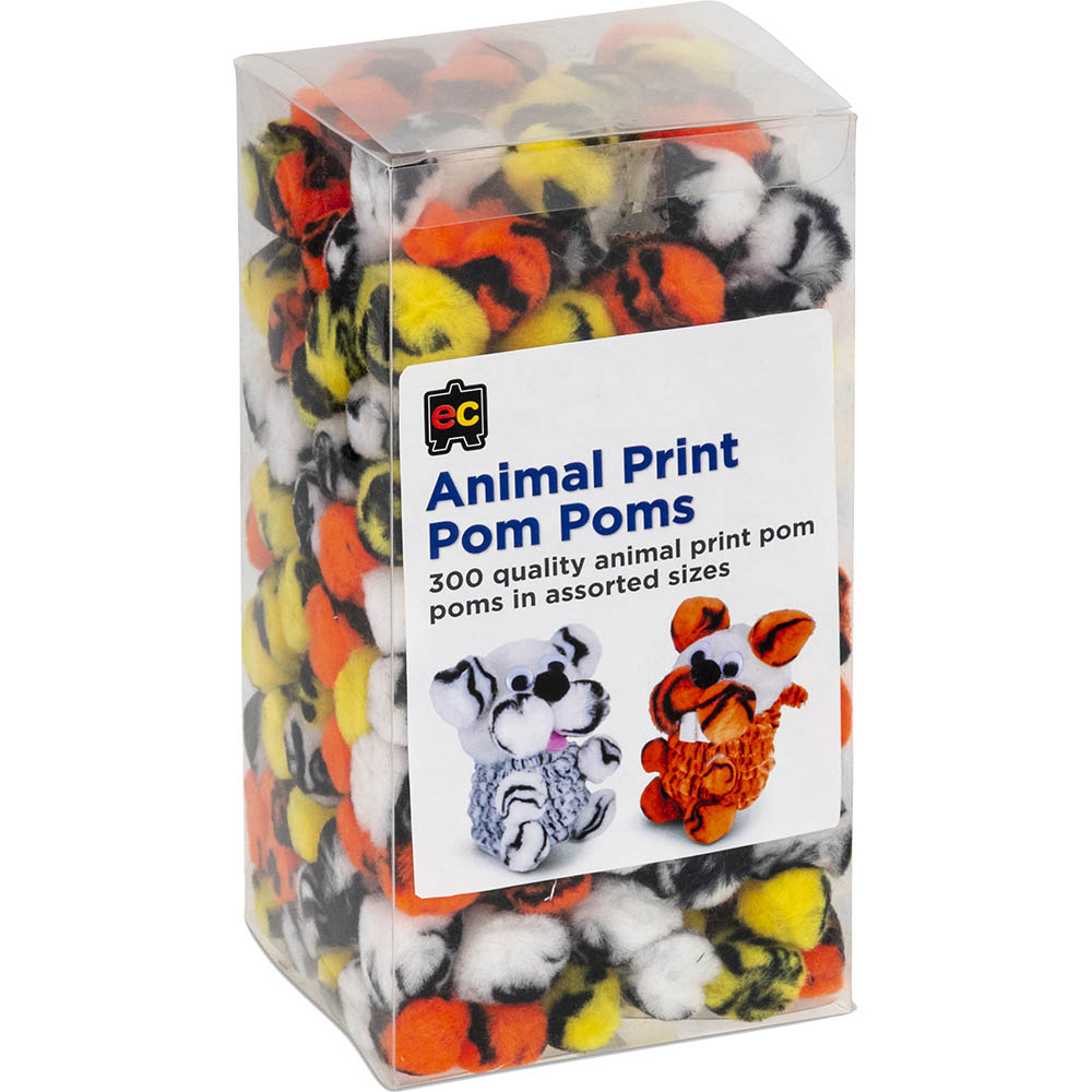 Image for EDUCATIONAL COLOURS POM POMS ANIMAL PRINT PACK 300 from OFFICE NATIONAL CANNING VALE