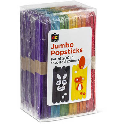 Image for EDUCATIONAL COLOURS JUMBO POPSTICKS COLOURED PACK 200 from Two Bays Office National