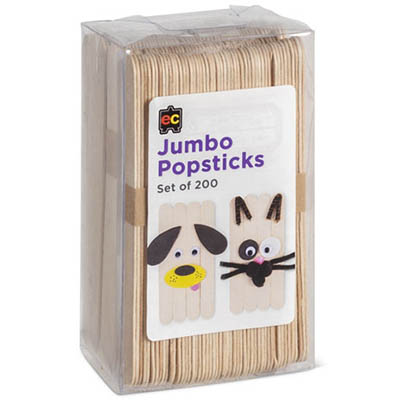 Image for EDUCATIONAL COLOURS JUMBO POPSTICKS NATURAL PACK 200 from Office National Kalgoorlie