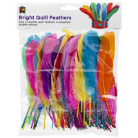 educational colours quill feathers 60g bright assorted