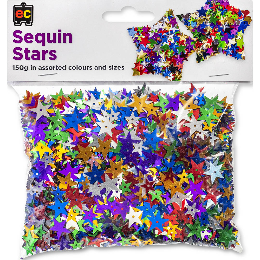Image for EDUCATIONAL COLOURS SEQUINS ASSORTED STARS 150G from PaperChase Office National