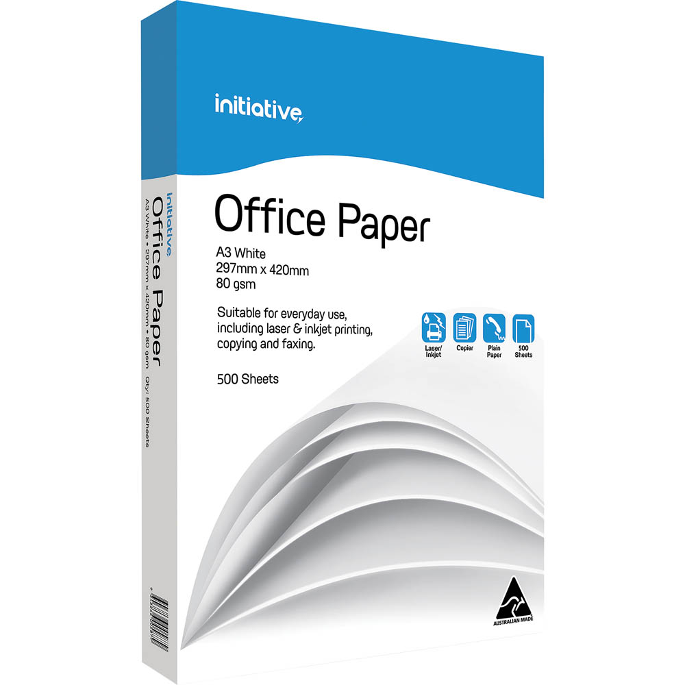Image for INITIATIVE A3 OFFICE COPY PAPER 80GSM WHITE PACK 500 SHEETS from Angletons Office National