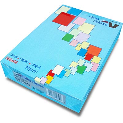 Image for FLYING COLOURS COLOURED A4 COPY PAPER 80GSM TURQUOISE (MARINE) PACK 500 SHEETS from Express Office National
