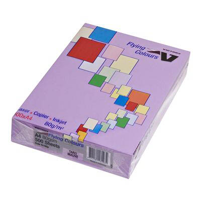 Image for FLYING COLOURS COLOURED A4 COPY PAPER 80GSM TARO MAUVE PACK 500 SHEETS from Discount Office National