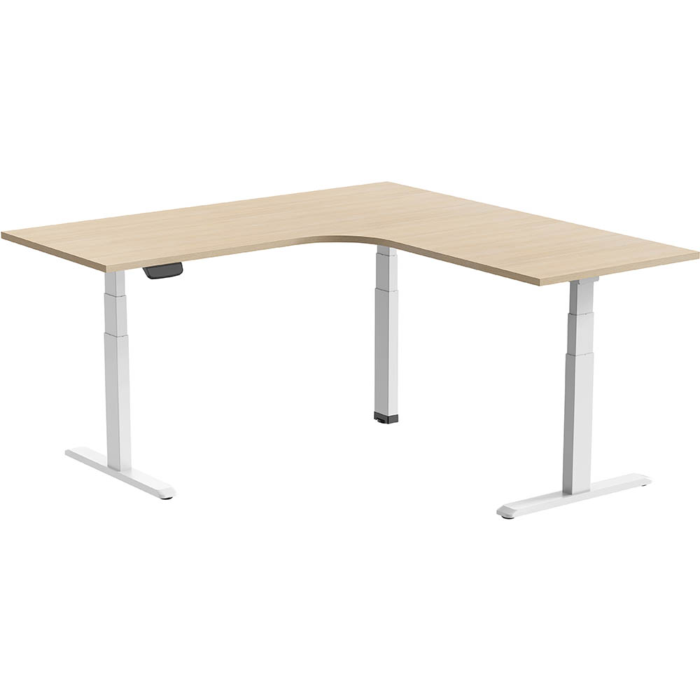 Image for ERGOVIDA EED-633D ELECTRIC SIT-STAND CORNER DESK 1800 X 1800 X 750MM WHITE/OAK from Aztec Office National Melbourne