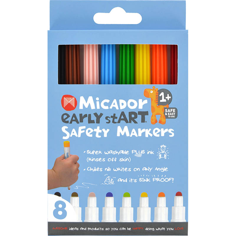 Image for MICADOR EARLY START SAFETY MARKERS ASSORTED PACK 8 from Surry Office National