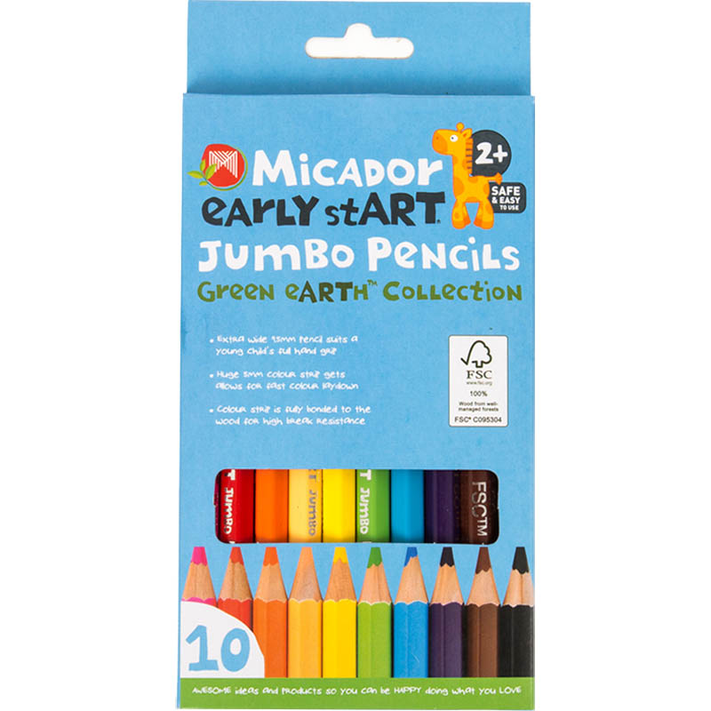 Image for MICADOR EARLY START JUMBO COLOUR PENCILS ASSORTED PACK 10 from Surry Office National