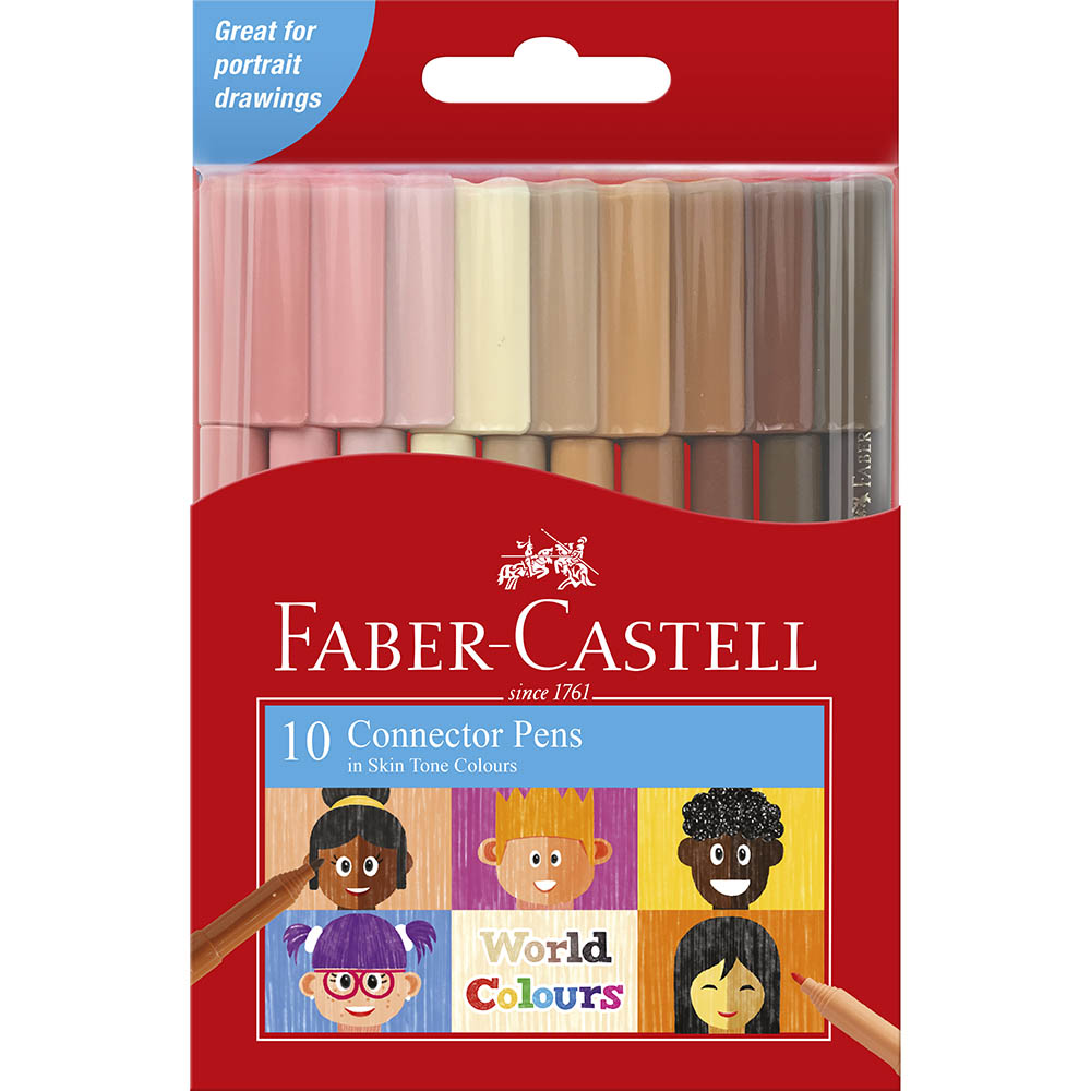 Image for FABER-CASTELL CONNECTOR PEN WORLD COLOURS ASSORTED PACK 10 from Ezi Office National Tweed
