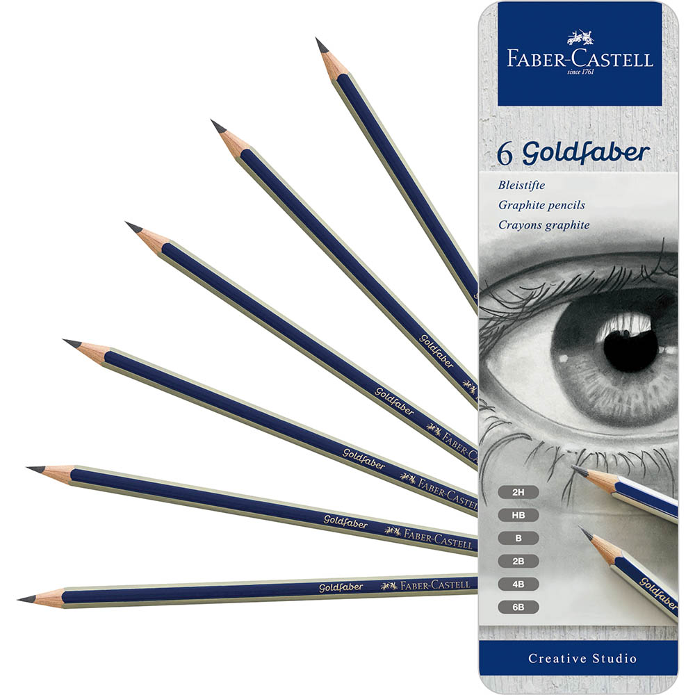 Image for FABER-CASTELL GOLDFABER GRAPHITE PENCILS ASSORTED DEGREES PACK 6 from PaperChase Office National
