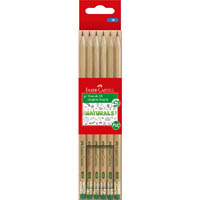 faber-castell natural graphite pencils with eraser tip 2b pack 6