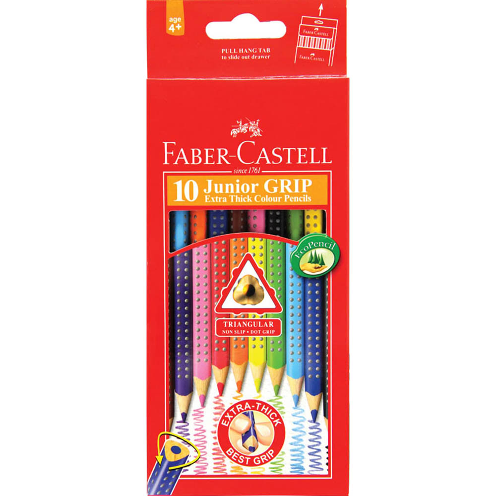 Image for FABER-CASTELL JUNIOR GRIP COLOURED PENCILS ASSORTED PACK 10 from Office National Port Augusta