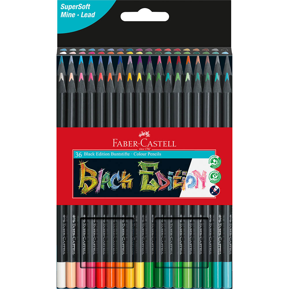 Image for FABER-CASTELL BLACK EDITION COLOUR PENCILS ASSORTED PACK 36 from Office National Barossa