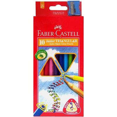 Image for FABER-CASTELL JUNIOR TRIANGULAR COLOURED PENCILS WITH SHARPENER ASSORTED PACK 10 from Complete Stationery Office National (Devonport & Burnie)