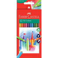 faber-castell triangular colour pencils assorted pack 12