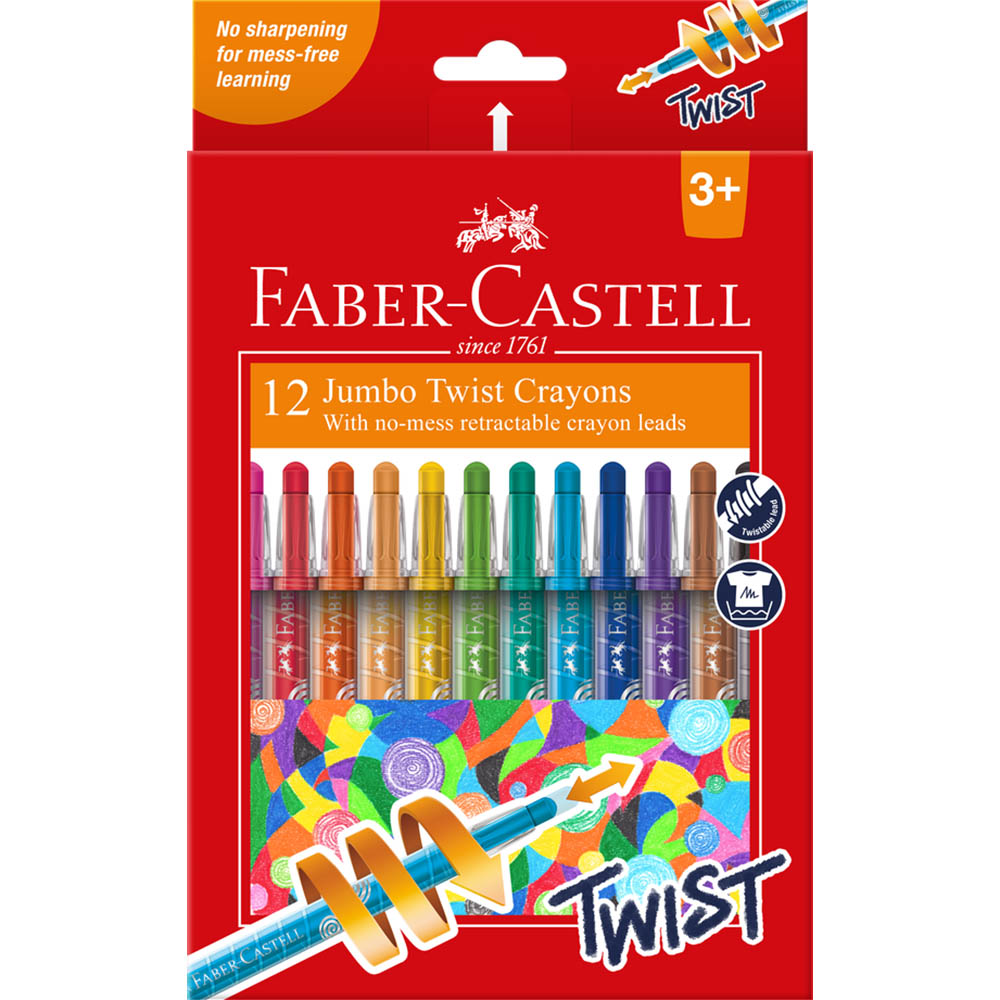 Image for FABER-CASTELL JUMBO TWIST CRAYONS ASSORTED BOX 12 from PaperChase Office National