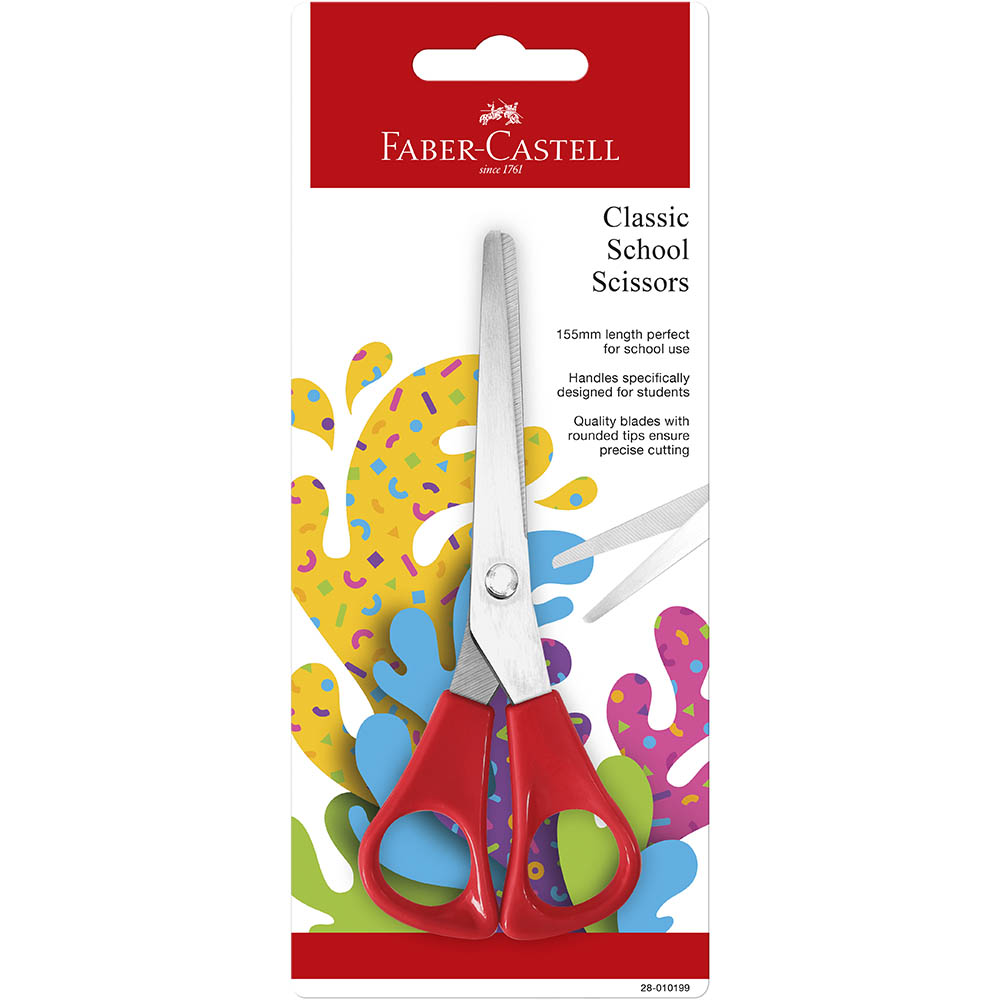 Image for FABER-CASTELL CLASSIC SCHOOL SCISSORS 155MM RED from Ezi Office National Tweed