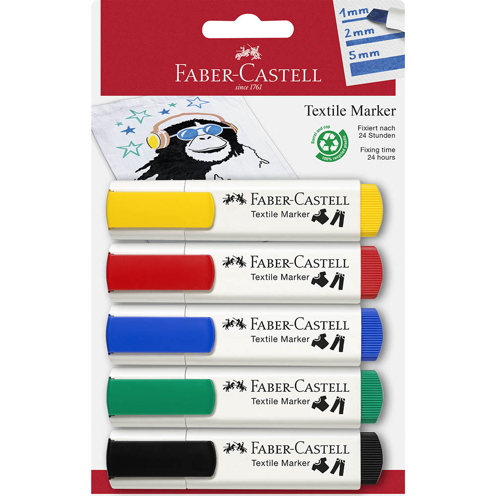 Image for FABER-CASTELL TEXTILE MARKER ASSORTED PACK 5 from Office National Limestone Coast