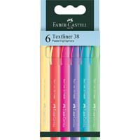 faber-castell textliner 38 pastel highlighters assorted pack 6