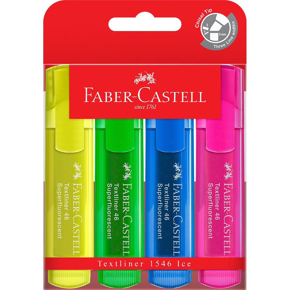 Image for FABER-CASTELL TEXTLINER ICE HIGHLIGHTER CHISEL ASSORTED WALLET 4 from Office National Perth CBD