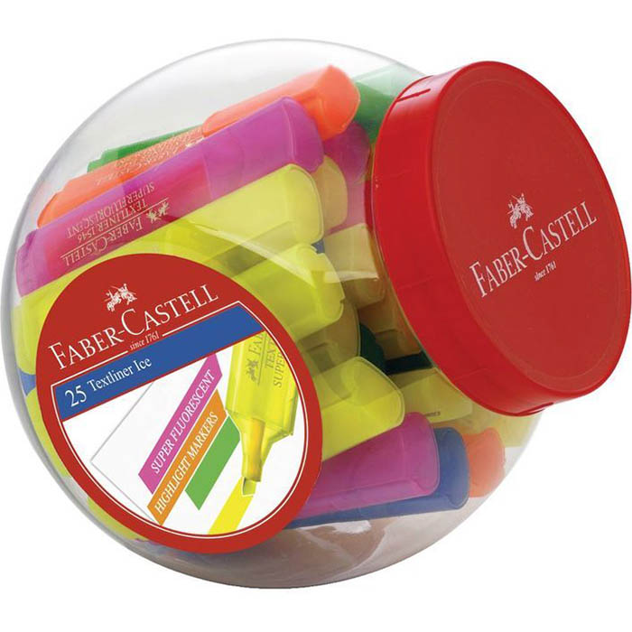 Image for FABER-CASTELL TEXTLINER ICE HIGHLIGHTER CHISEL ASSORTED JAR 25 from Aztec Office National