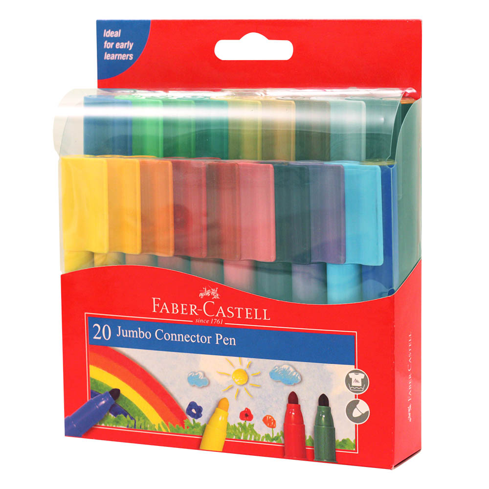 Image for FABER-CASTELL JUMBO CONNECTOR PENS ASSORTED PACK 20 from Mackay Business Machines (MBM) Office National