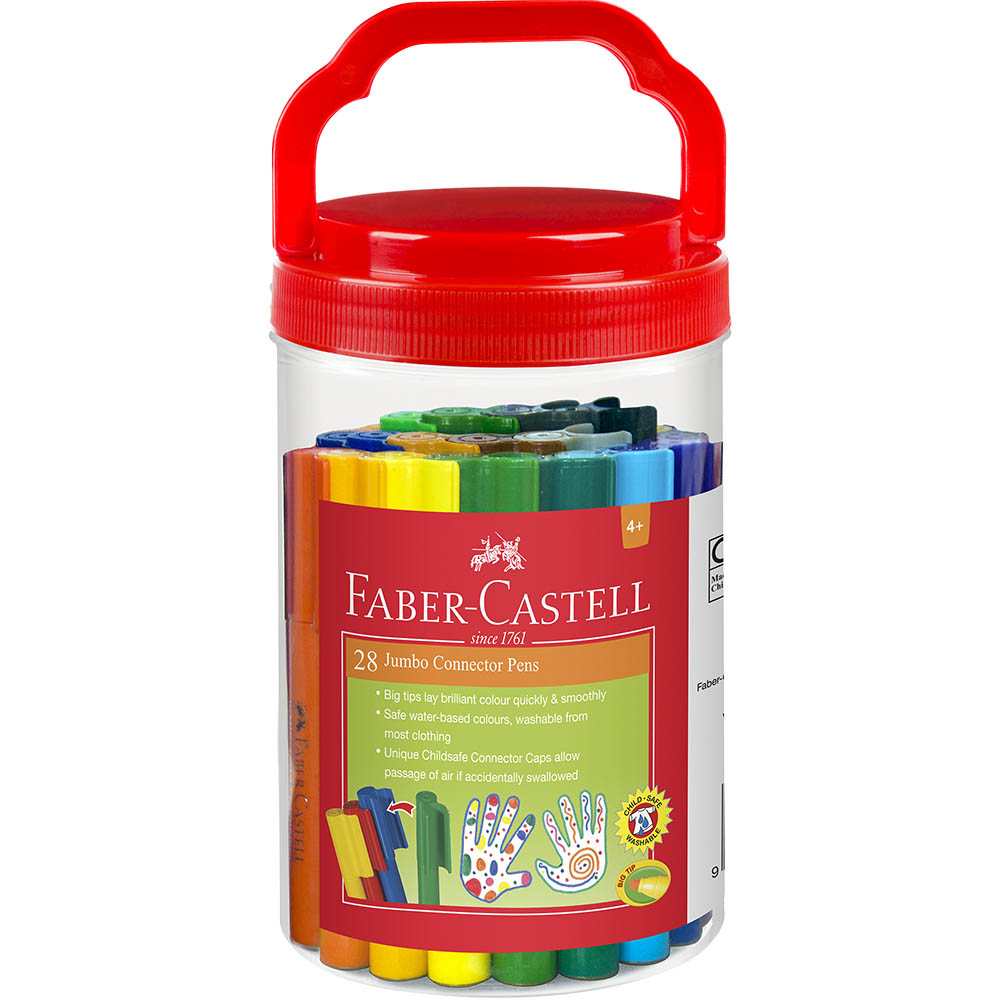 Image for FABER-CASTELL JUMBO CONNECTOR PENS ASSORTED PACK 28 from Discount Office National
