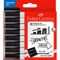 faber-castell connector whiteboard marker bullet black pack 8