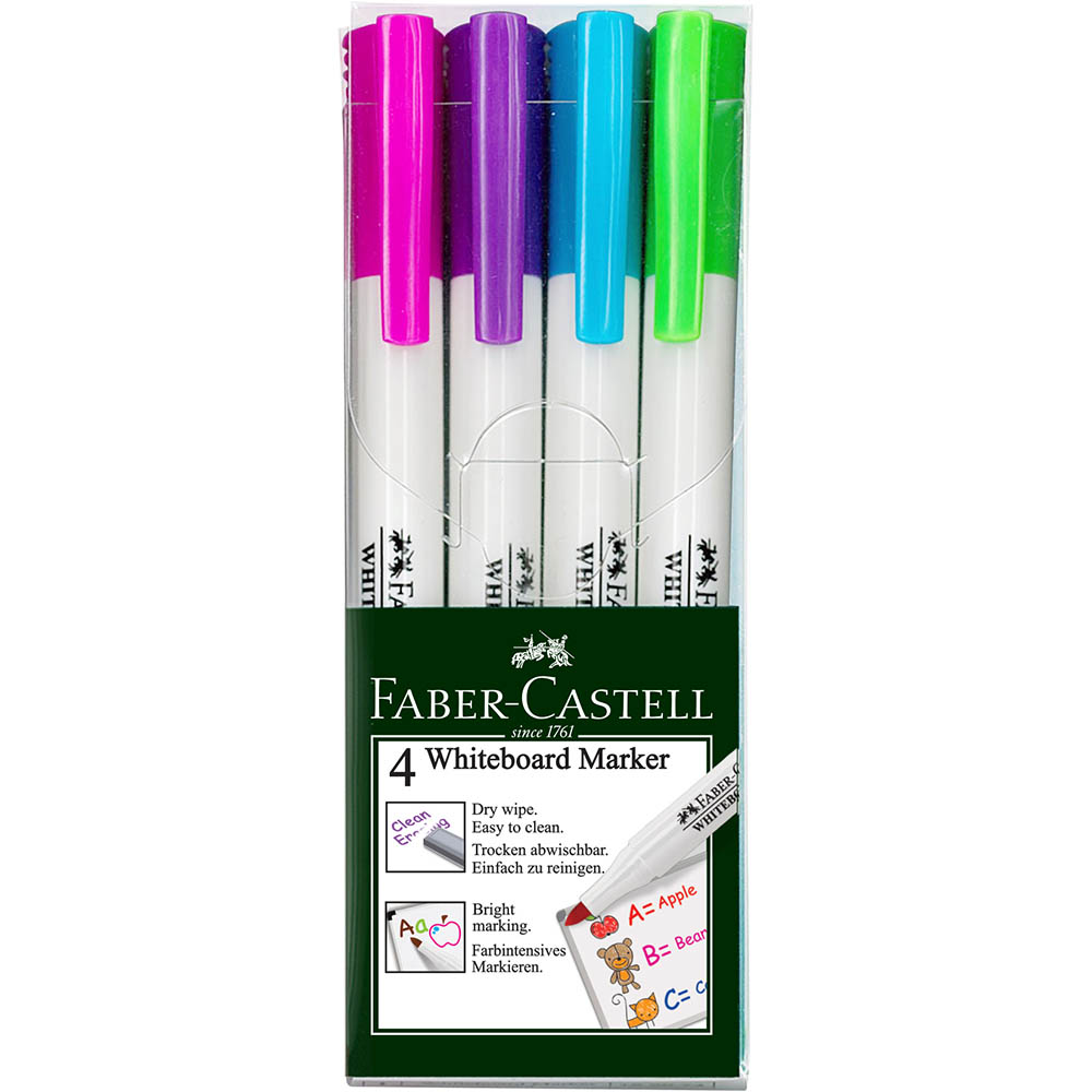 Image for FABER-CASTELL WHITEBOARD MARKER BULLET SLIM ASSORTED FASHION COLOURS PACK 4 from Copylink Office National