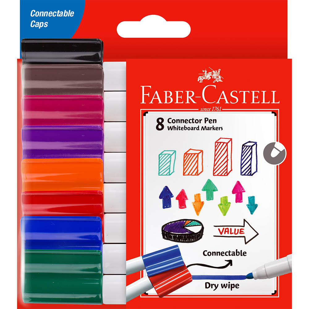 Image for FABER-CASTELL WHITEBOARD MARKERS BULLET 2MM ASSORTED WALLET 8 from Our Town & Country Office National