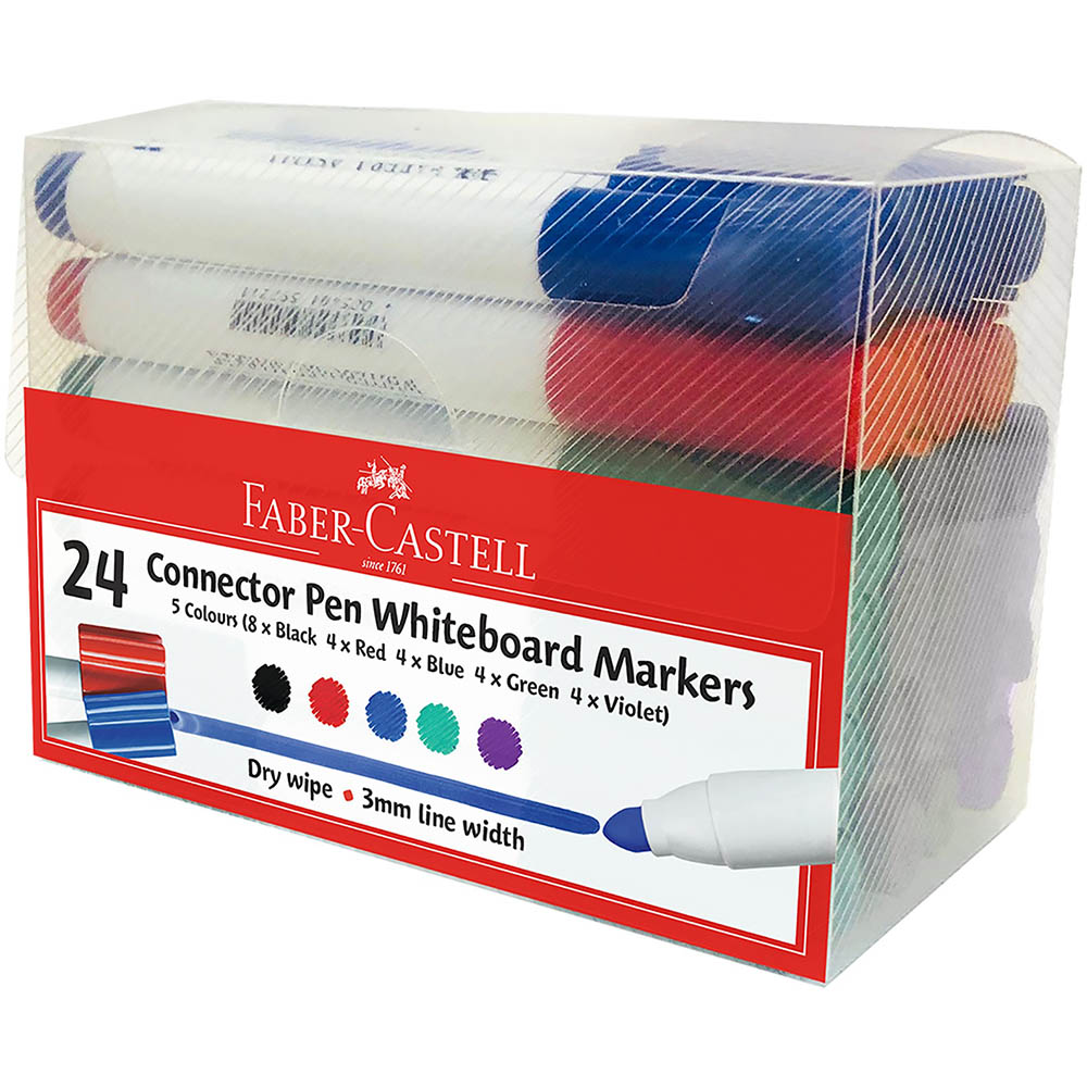 Image for FABER-CASTELL CONNECTOR WHITEBOARD MARKER BULLET ASSORTED PACK 24 from Office National Limestone Coast