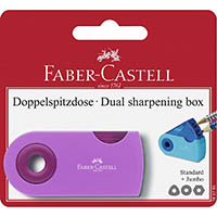faber-castell sleeve trend box pencil sharpener 2-hole assorted