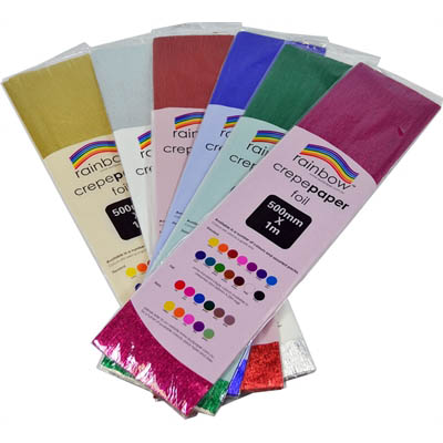 Image for RAINBOW CREPE PAPER FOIL 500MM X 1M ASSORTED PACK 6 from PaperChase Office National