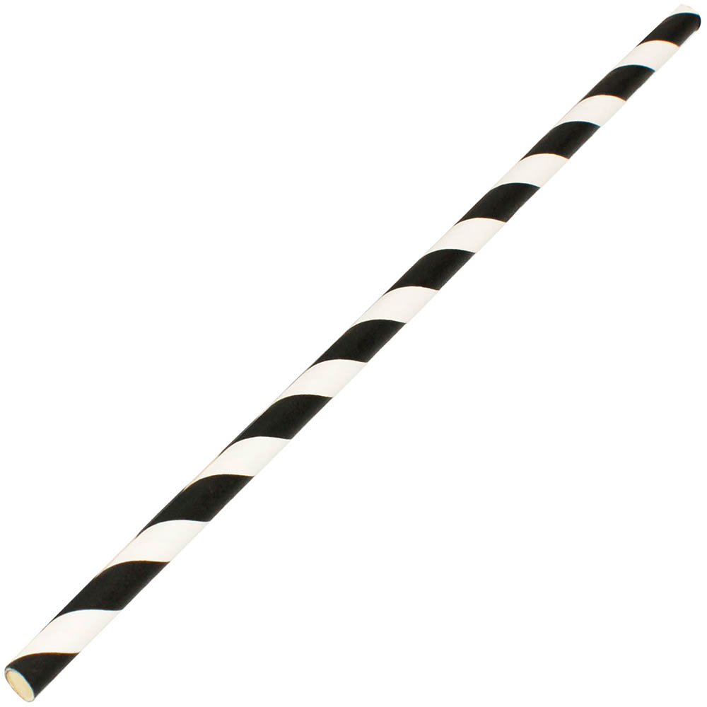 Image for ENVIROCHOICE PAPER STRAW REGULAR BLACK STRIPE PACK 250 from PaperChase Office National