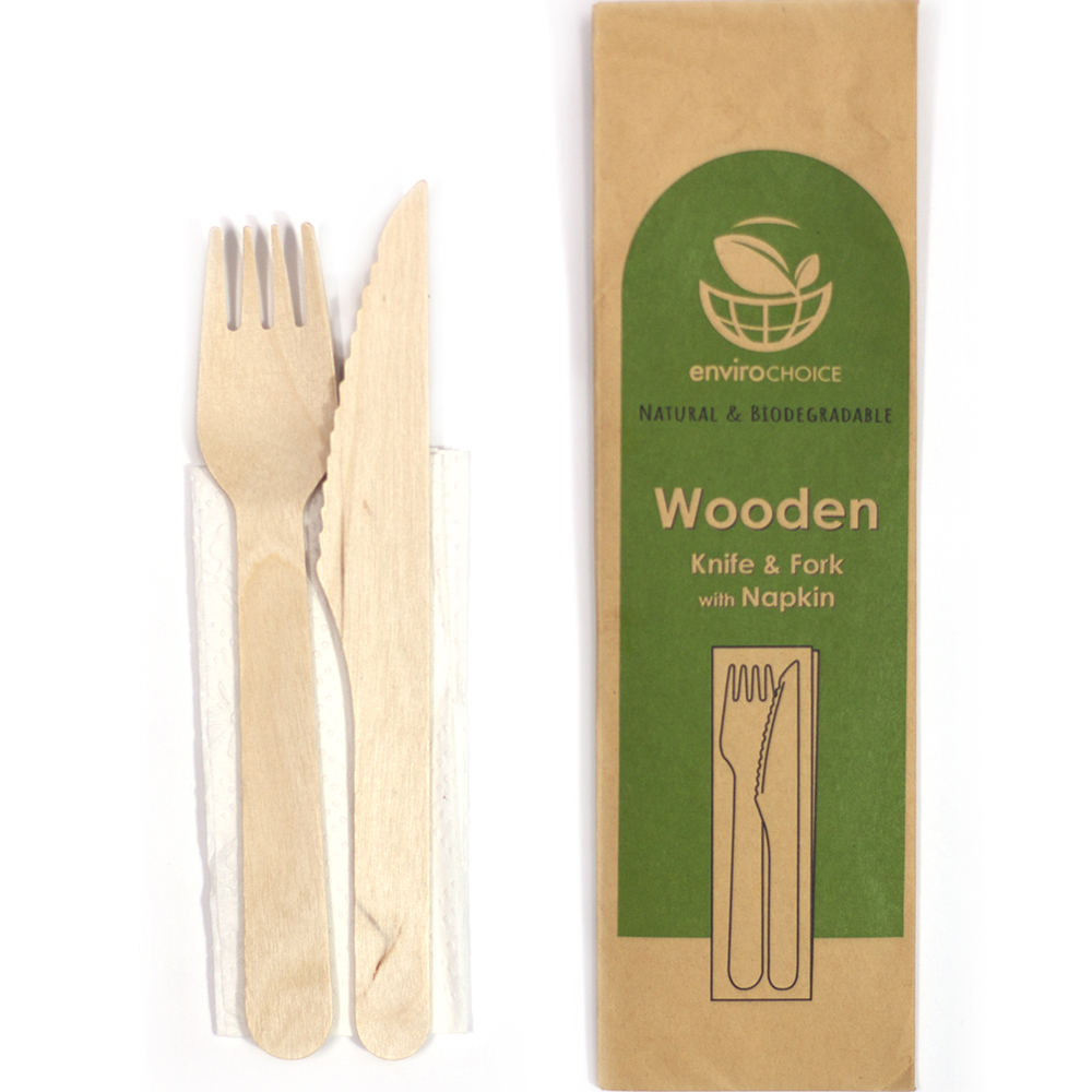 Image for ENVIROCHOICE WOODEN CUTLERY SET PACK 100 from Office National Barossa