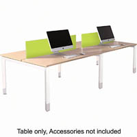 oblique height adjustable 4 person back to back desk 3000 x 1500 x 720mm snow maple