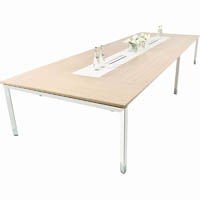 oblique height adjustable boardroom table 2400 x 1200 x 720mm snow maple