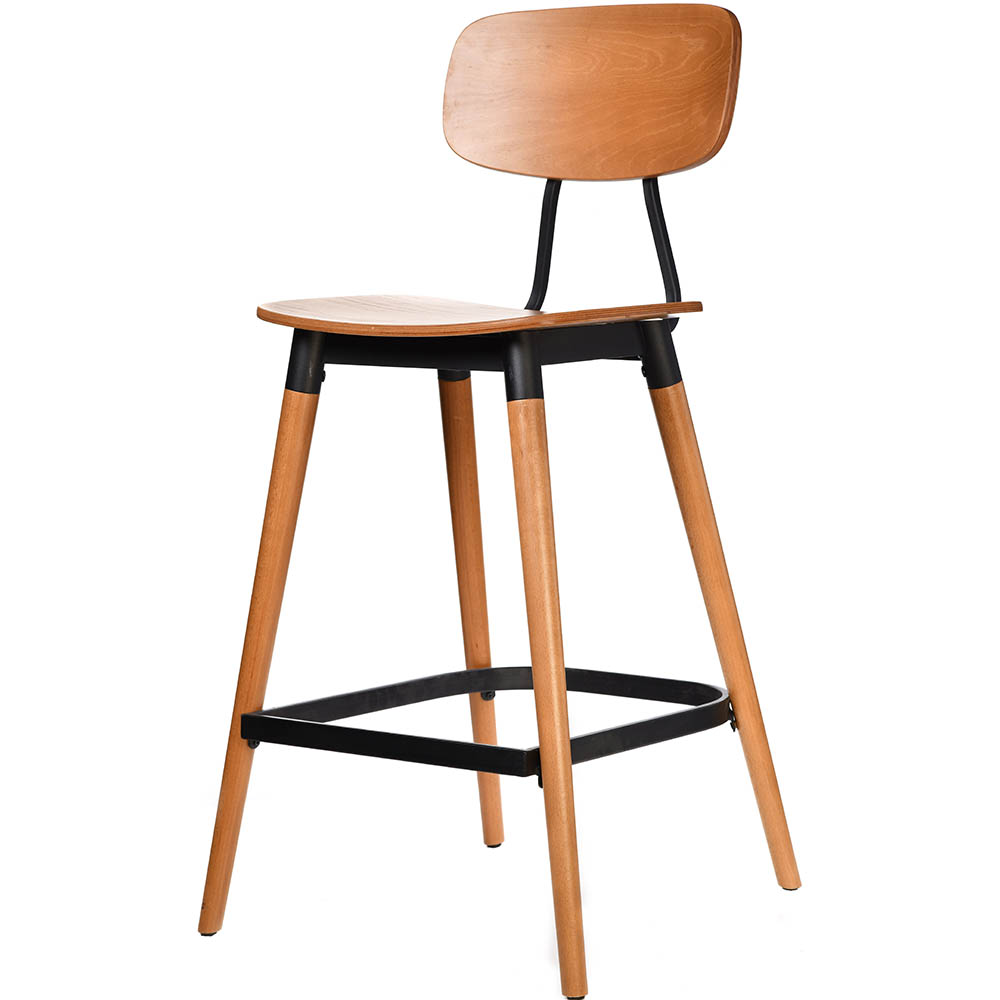 Image for FELIX BARSTOOL PLY SEAT LANCASTER OAK SEAT BLACK FRAME from PaperChase Office National