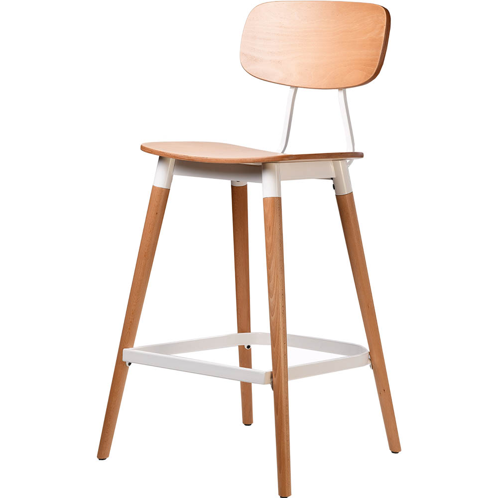 Image for FELIX BARSTOOL PLY SEAT NATURAL WHITE FRAME from PaperChase Office National