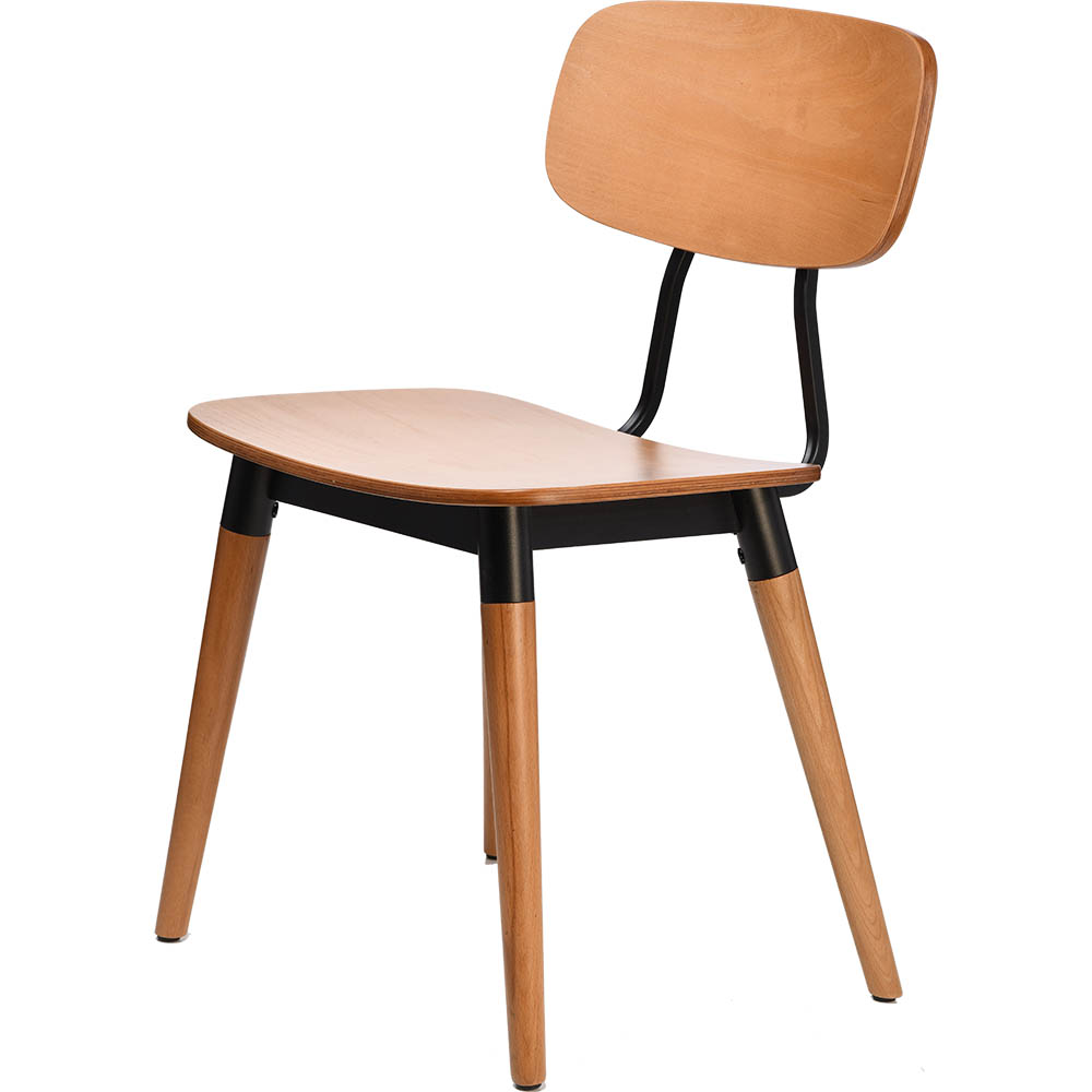 Image for FELIX CHAIR PLY SEAT LANCASTER OAK BLACK FRAME from Office National Capalaba