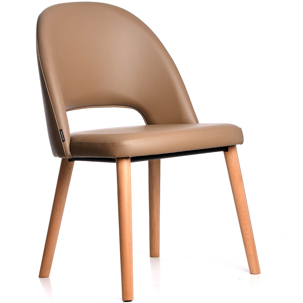 Image for DURAFURN SEMIFREDDO CHAIR TROJAN OAK LEGS TAUPE VINYL SEAT from PaperChase Office National