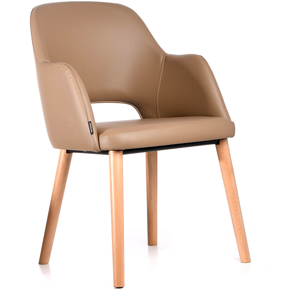 Image for DURAFURN SORBET ARM CHAIR TROJAN LEGS TAUPE VINYL SEAT from Premier Office National