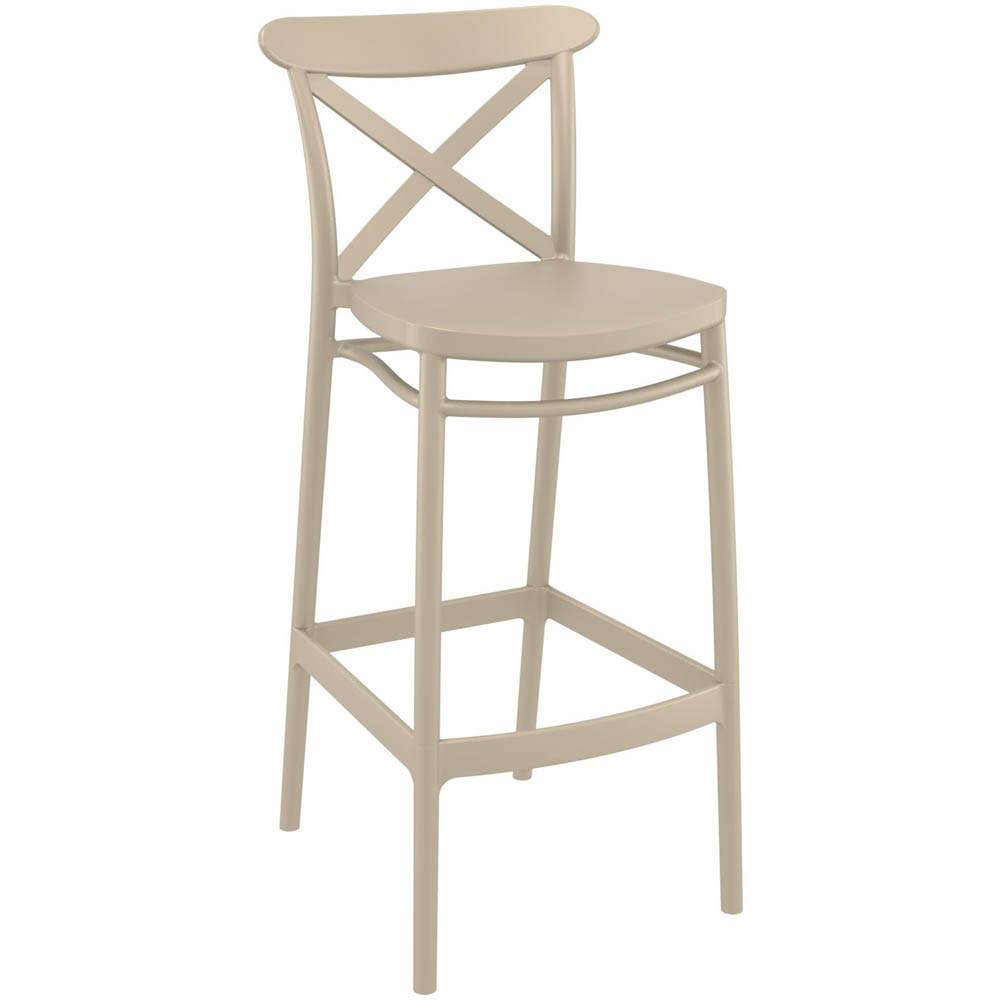 Image for SIESTA CROSS BARSTOOL 750MM TAUPE from Complete Stationery Office National (Devonport & Burnie)