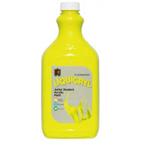 educational colours liquicryl junior student fluro paint 2 litre yellow