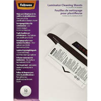fellowes laminator cleaning sheets a4 white pack 10