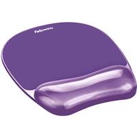 fellowes mouse pad with wrist rest memory foam gel crystals purple