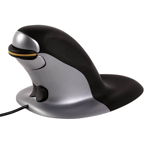 Image for PENGUIN AMBIDEXTROUS VERTICAL MOUSE WIRED LARGE BLACK/GREY from Two Bays Office National