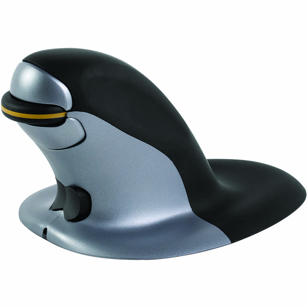 Image for PENGUIN AMBIDEXTROUS VERTICAL MOUSE WIRELESS LARGE BLACK/GREY from Office National Sydney Stationery