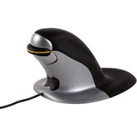 penguin ambidextrous vertical mouse wired small black/grey