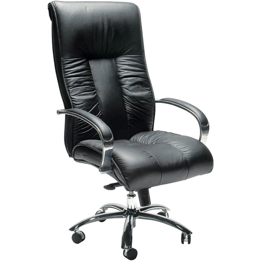 Sylex Big Boy Executive Chair 1 Lever, Black Genuine Leather High Back Office Chair